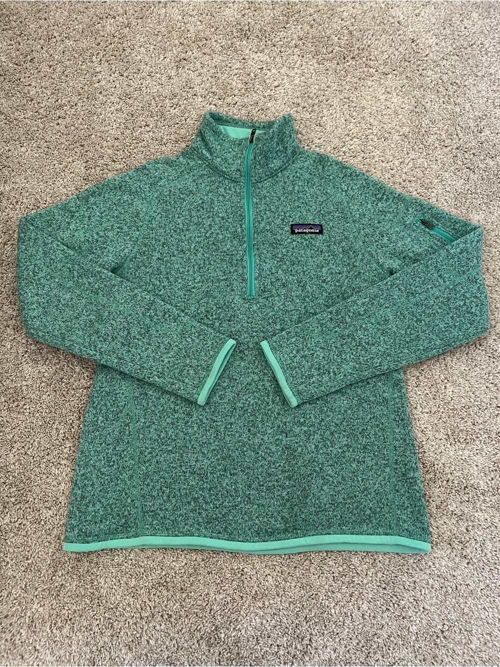 Patagonia Women’s Better Sweater Pullover M Teal Fleece 1/4 Zip Hiking Outdoors